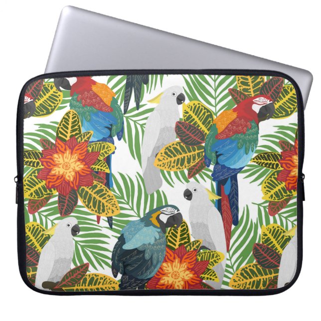 Seamless tropical pattern with parrots.  laptop sleeve (Front)