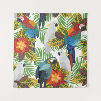 Seamless tropical pattern with parrots.  tapestry