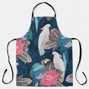 Seamless tropical pattern with parrots. Vintage il Apron