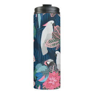 Seamless tropical pattern with parrots. Vintage il Thermal Tumbler