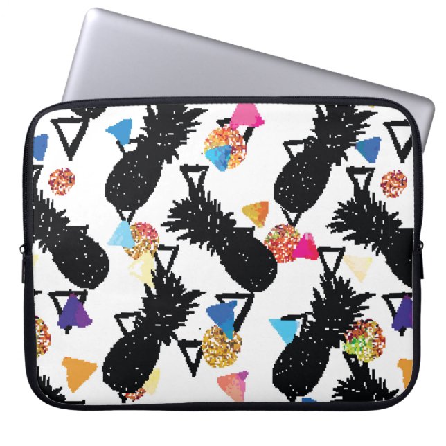 Seamless tropical pattern with pineapples and geom laptop sleeve (Front)