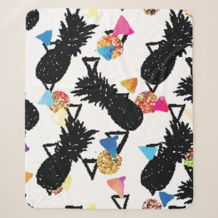 Seamless tropical pattern with pineapples and geom sherpa blanket