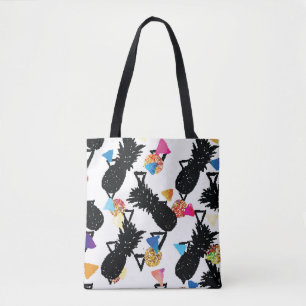 Seamless tropical pattern with pineapples and geom tote bag
