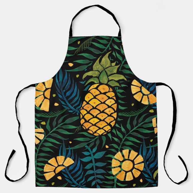 Seamless tropical pattern with pineapples and palm apron (Front)