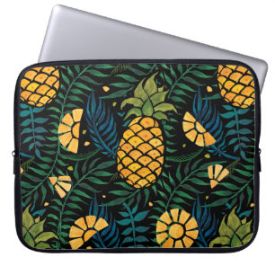 Seamless tropical pattern with pineapples and palm laptop sleeve