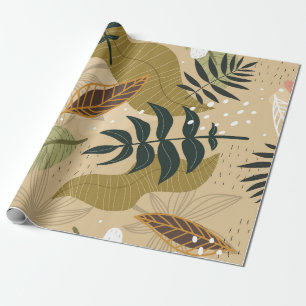 Seamless tropical pattern with plants, leaves, dec wrapping paper