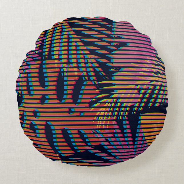 Seamless tropical pattern with tropical plants. Ha Round Cushion (Front)