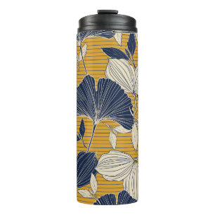 Seamless tropical plant and leaf pattern backgroun thermal tumbler