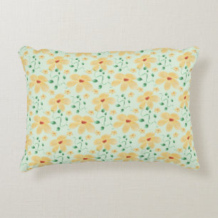 Seamless tropical yellow floral pattern decorative cushion