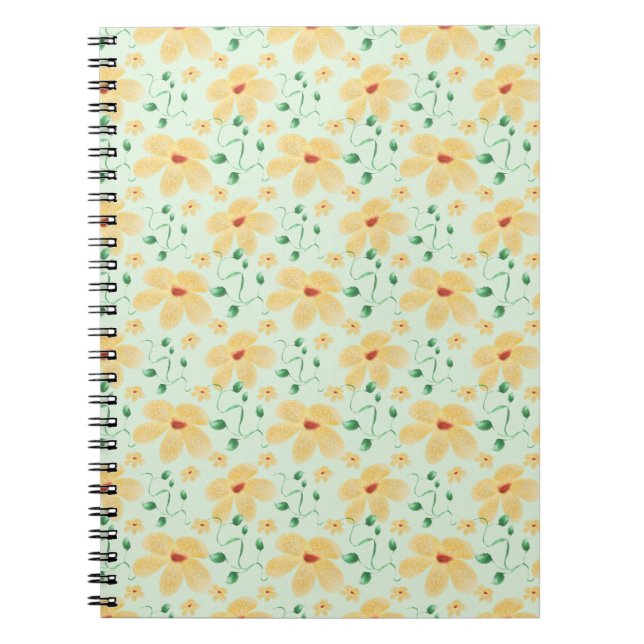 Seamless tropical yellow floral pattern  notebook (Front)