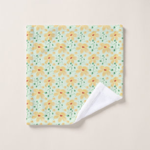 Seamless tropical yellow floral pattern wash cloth