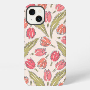 Seamless Tulip Floral Pattern – Vintage Botanical iPhone 13 Case