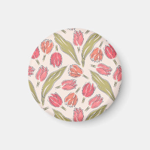 Seamless Tulip Floral Pattern – Vintage Botanical Magnet