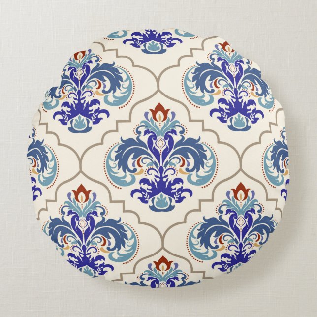Seamless turkish colourful pattern. round cushion (Front)