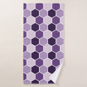 Seamless ultraviolet hexagon pattern. Honeycomb co Bath Towel