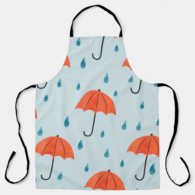 Seamless umbrellas and rain drops pattern. Waterco Apron (Front)
