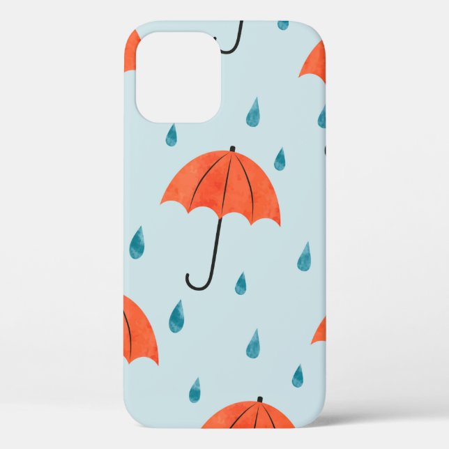 Seamless umbrellas and rain drops pattern. Waterco Case-Mate iPhone Case (Back)