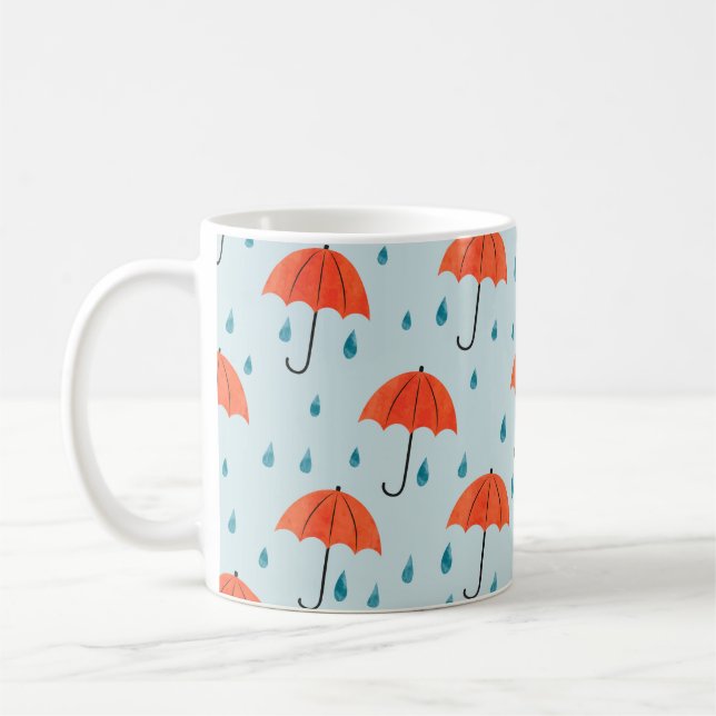 Seamless umbrellas and rain drops pattern. Waterco Coffee Mug (Left)