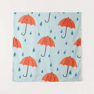 Seamless umbrellas and rain drops pattern. Waterco Tapestry