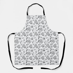 Seamless underwater sea ocean turtle plants coral apron