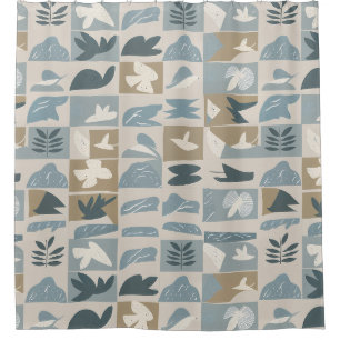 Seamless Unique Minimalist Geometric Floral Simple Shower Curtain