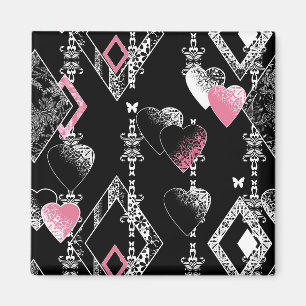 Seamless Valentines Day love black pattern hearts Magnet