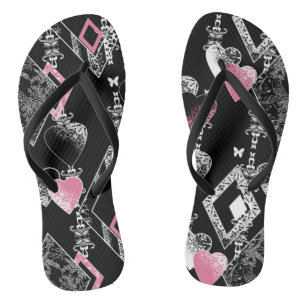 Seamless Valentines Day love black pattern hearts Thongs