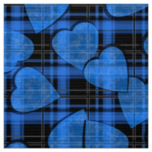 Seamless Valentines Day navy hearts chequered plai Fabric