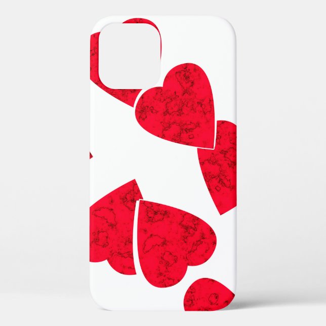 Seamless Valentines Day red hearts white pattern b Case-Mate iPhone Case (Back)