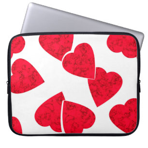 Seamless Valentines Day red hearts white pattern b Laptop Sleeve