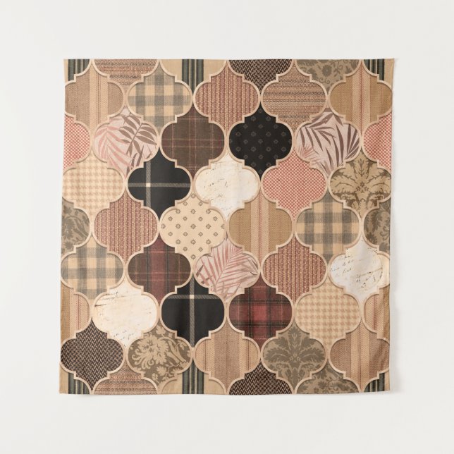 Seamless Various Textured Moroccan Tile Pattern Fa Tapestry (Front)