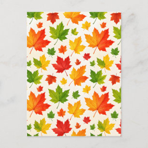 Seamless vector pattern of colourful autumn leaves postcard