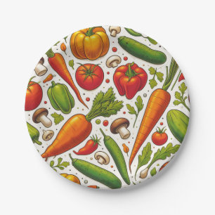 Seamless Vegetables Pattern  Paper Plate