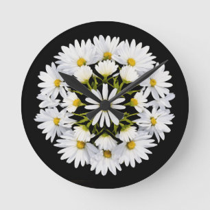 Seamless Victorian Daisy Vine Pattern with Diamond Round Clock