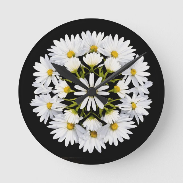 Seamless Victorian Daisy Vine Pattern with Diamond Round Clock (Front)
