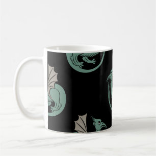 Seamless vintage animal pattern with winged mediev coffee mug