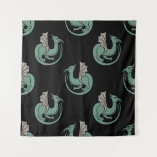 Seamless vintage animal pattern with winged mediev tapestry