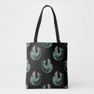 Seamless vintage animal pattern with winged mediev tote bag