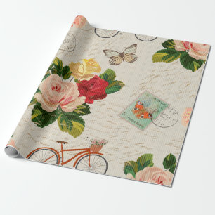 Seamless vintage background with flowers and butte wrapping paper