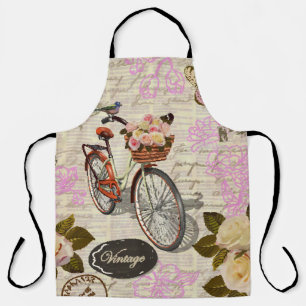 Seamless vintage background with roses,  butterfly apron
