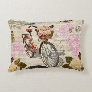 Seamless vintage background with roses,  butterfly decorative cushion