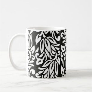 Seamless vintage black and white textile floral pa coffee mug