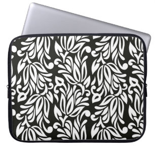 Seamless vintage black and white textile floral pa laptop sleeve