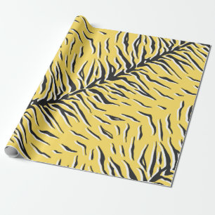 Seamless vintage black and yellow tiger pattern. S Wrapping Paper