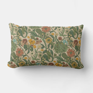 Seamless vintage botanical pattern lumbar cushion