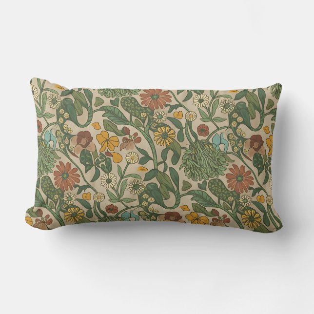 Seamless vintage botanical pattern  lumbar cushion (Front)