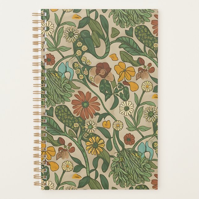 Seamless vintage botanical pattern  planner (Front)