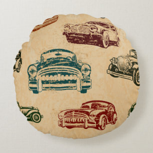 Seamless vintage car background. round cushion