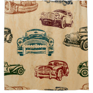 Seamless vintage car background. shower curtain