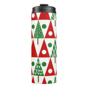 Seamless vintage christmas pattern with christmas thermal tumbler